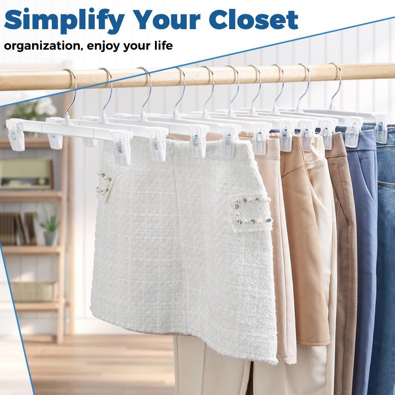 Smartor Skirt Hangers | Pants Hanger with Clips | 10 30 60 Pack Available | Space Saving| Durable| Strong Clips| Pant Hanger for Men| White Hangers Clips for Women Shorts  Jeans  Slacks - 10 Pack - Image 3